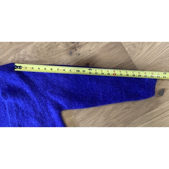 Vtg Mohair Blend Cardigan Violet Long Sleeve L Sweater Womens Fuzzy 80s Luxury - Picture 14 of 14